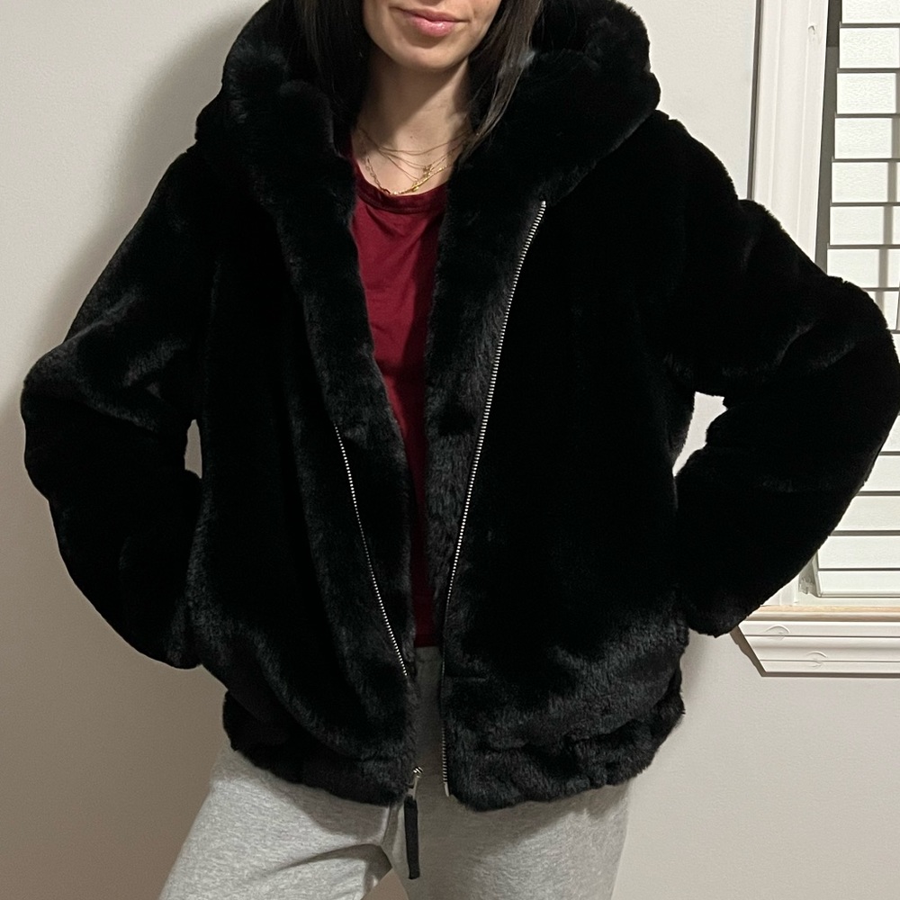 Black faux fur jacket